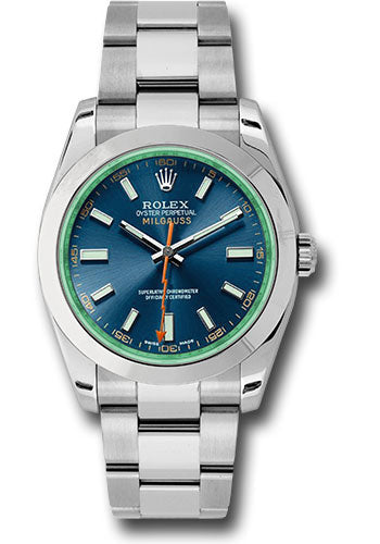 *Pre-Owned* Rolex Steel Milgauss Watch - Blue Dial With Green Crystal