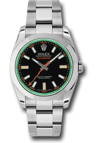 *Pre-Owned* Rolex Steel Milgauss Watch - Black Dial With Green Crystal