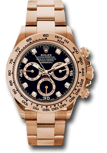*Pre-Owned* Rolex Everose Gold Cosmograph Daytona 40 Watch - Black Diamond Dial - Oyster Bracelet