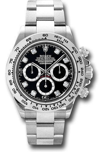 *Pre-Owned* Rolex White Gold Cosmograph Daytona 40 Watch - Black Diamond Dial