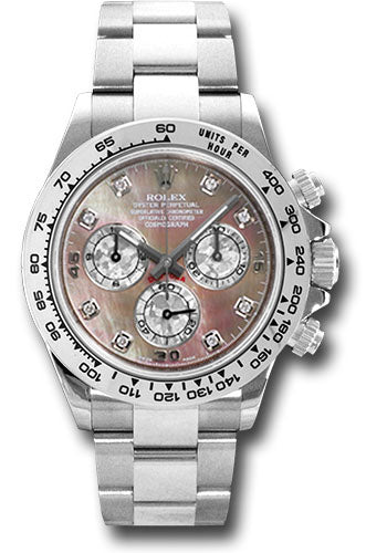 *Pre-Owned* Rolex White Gold Cosmograph Daytona 40 Watch - Dark Mother-Of-Pearl Diamond Dial
