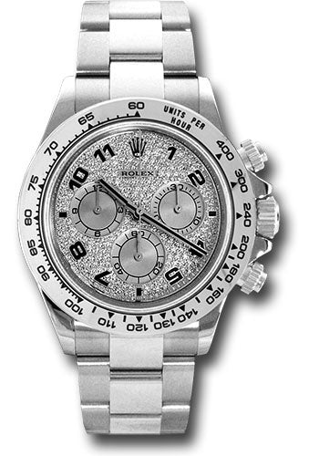 *Pre-Owned* Rolex White Gold Cosmograph Daytona 40 Watch - Pave Diamond Arabic Dial