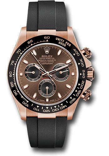 *Pre-Owned* Rolex Everose Gold Cosmograph Daytona 40 Watch - Chocolate Index Dial - Black Oysterflex Strap
