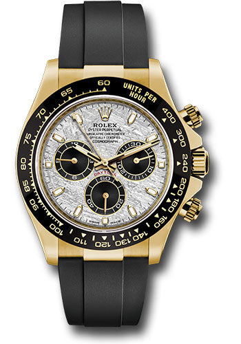 *Pre-Owned* Rolex Yellow Gold Cosmograph Daytona 40 Watch - Meteorite and Black Index Dial - Black Oysterflex Strap