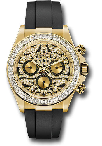 *Pre-Owned* Rolex Yellow Gold Cosmograph Daytona 40 Watch - Diamond Bezel - Eye of the Tiger Dial - Black Oysterflex Strap