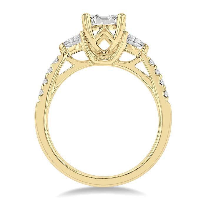 Emerald Shape Fusion Diamond Engagement Ring
