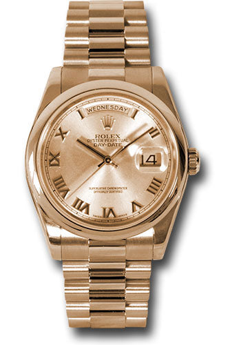 *Pre-Owned* Rolex Pink Gold Day-Date 36 Watch - Domed Bezel - Pink Champagne Roman Dial - President Bracelet