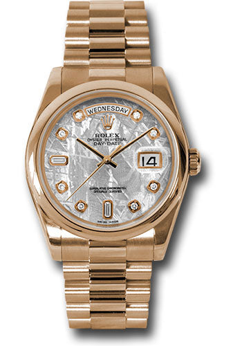 *Pre-Owned* Rolex Pink Gold Day-Date 36 Watch - Domed Bezel - Meteorite Diamond Dial - President Bracelet