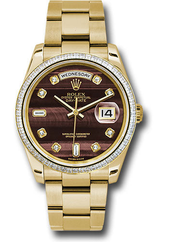 *Pre-Owned* Rolex Yellow Gold Day-Date 36 Watch - Bezel - Bulls Eye Diamond Dial - Oyster Bracelet