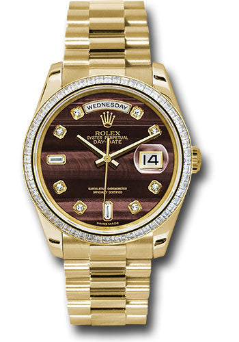 *Pre-Owned* Rolex Yellow Gold Day-Date 36 Watch - Bezel - Bulls Eye Diamond Dial - President Bracelet