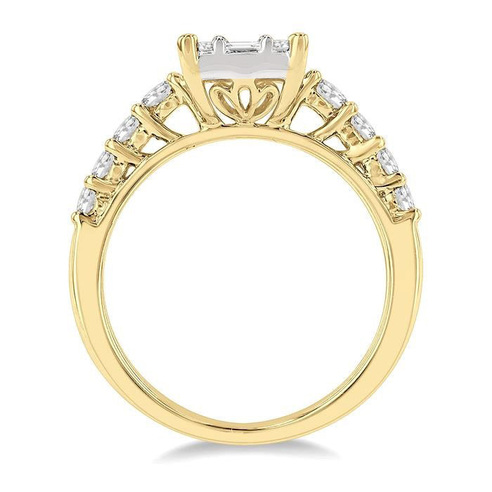 Emerald Shape Fusion Diamond Engagement Ring