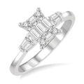 1/2 Ctw Modern Rectangular Head Baguette and Round Cut Diamond Ladies Ring in 14K Yellow and White Gold