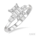 1/2 Ctw Modern Rectangular Head Baguette and Round Cut Diamond Ladies Ring in 14K Yellow and White Gold