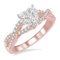 3/4 Ctw Round Cut Diamond Heart Shape Shine Bright Ring in 14K Rose and White Gold