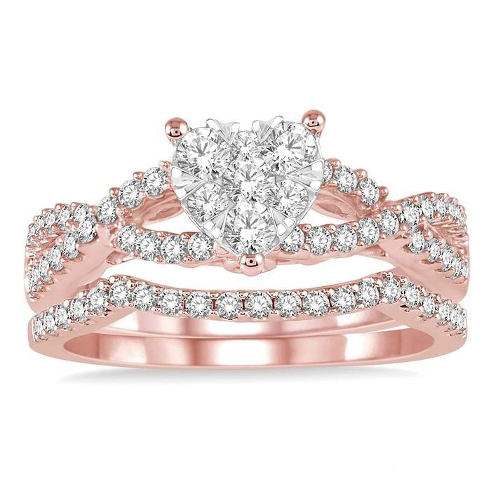 Heart Shape Shine Bright Diamond Wedding Set