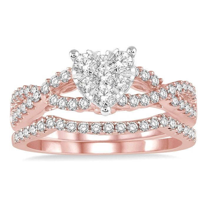 Heart Shape Shine Bright Diamond Wedding Set