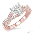 3/4 Ctw Round Cut Diamond Heart Shape Lovebright Ring in 14K Rose and White Gold