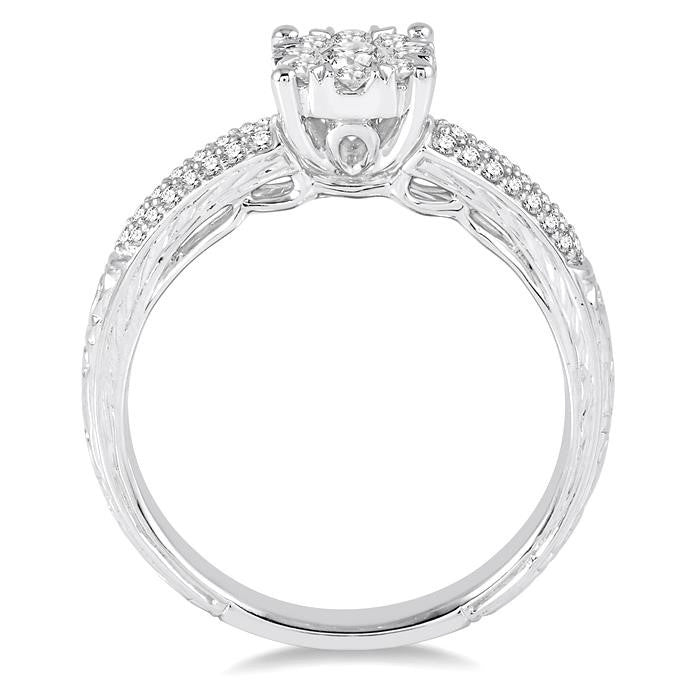 1/2 Ctw Round Cut Diamond Shine Bright Engagement Ring in 14K White Gold