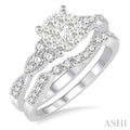 3/4 Ctw Round Cut Diamond Lovebright Wedding Set with 1/2 Ctw Engagement Ring and 1/5 Ctw Wedding Band in 14K White Gold