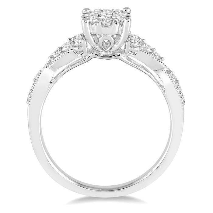 1/2 Ctw Round Cut Diamond Shine Bright Engagement Ring in 14K White Gold