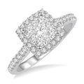 3/4 Ctw Round Diamond Shine Bright Halo Engagement Ring in 14K White and Yellow Gold