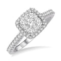 1/2 Ctw Round Diamond Shine Bright Halo Engagement Ring in 14K White and Yellow Gold