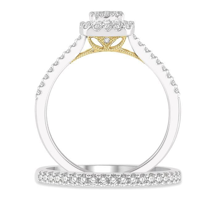 Cushion Shape Halo Shine Bright Diamond Wedding Set