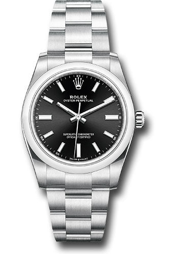 *Pre-Owned* Rolex Oyster Perpetual 34 Watch - Domed Bezel - Black Index Dial - Oyster Bracelet