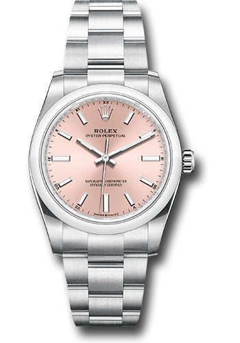 *Pre-Owned* Rolex Oyster Perpetual 34 Watch - Domed Bezel - Pink Index Dial - Oyster Bracelet