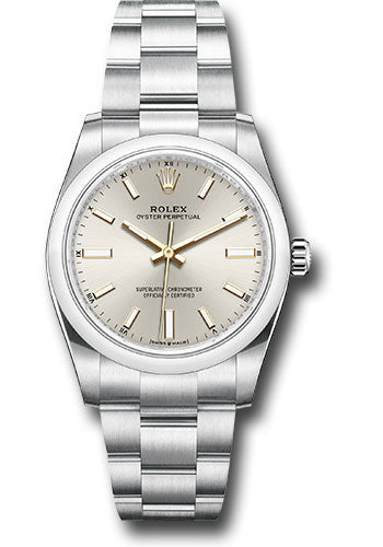 *Pre-Owned* Rolex Oyster Perpetual 34 Watch - Domed Bezel - Silver Index Dial - Oyster Bracelet