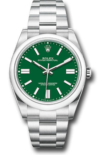 *Pre-Owned* Rolex Oyster Perpetual 41 Watch - Domed Bezel - Green Index Dial - Oyster Bracelet
