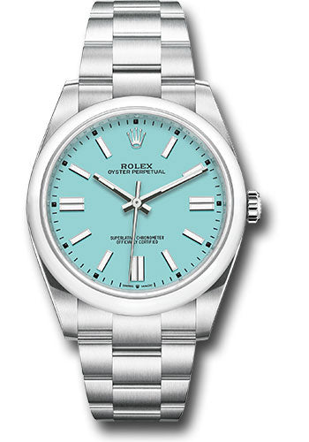 *Pre-Owned* Rolex Oyster Perpetual 41 Watch - Domed Bezel - Turquoise Blue Index Dial - Oyster Bracelet