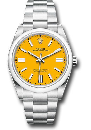 *Pre-Owned* Rolex Oyster Perpetual 41 Watch - Domed Bezel - Yellow Index Dial - Oyster Bracelet