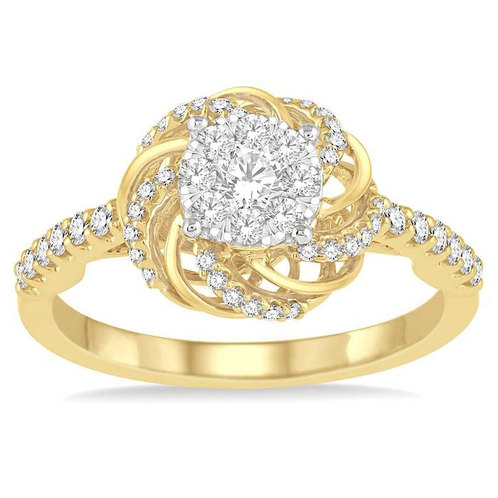 Flower Shape Shine Bright Bridal Diamond Engagement Ring