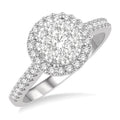 3/4 Ctw Round Diamond Shine Bright Halo Engagement Ring in 14K White and Yellow Gold