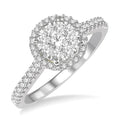 1/2 Ctw Round Diamond Shine Bright Halo Engagement Ring in 14K White and Yellow Gold