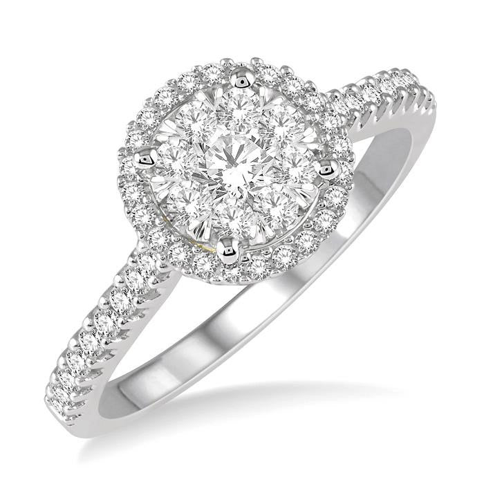 Round Shape Halo Shine Bright Essential Diamond Engagement Ring