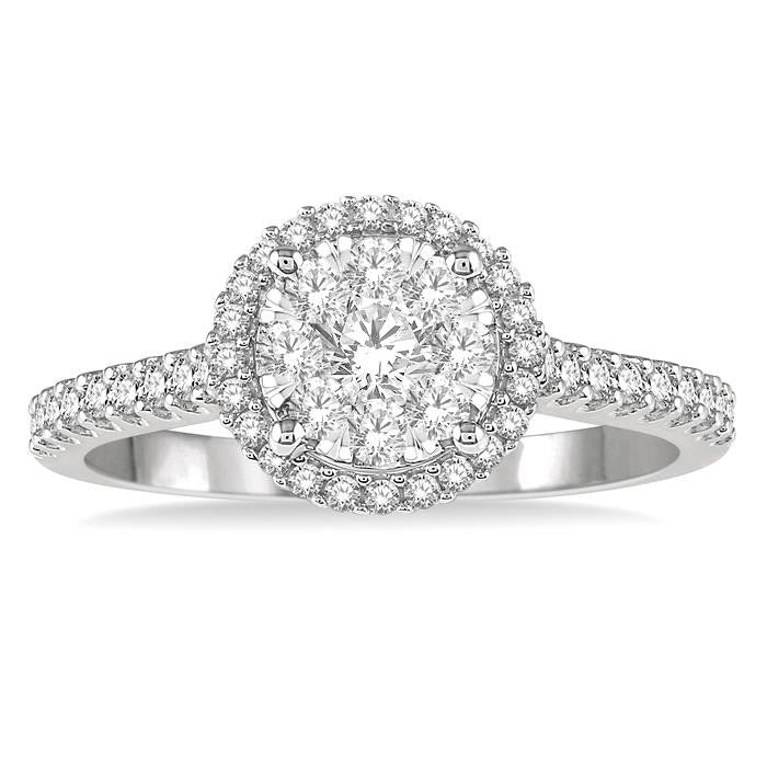 Round Shape Halo Shine Bright Essential Diamond Engagement Ring