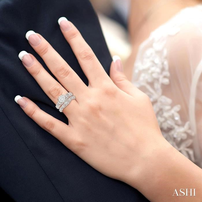 5/8 Ctw Diamond Shine Bright Wedding Set with 1/2 Ctw Engagement Ring and 1/6 Ctw Wedding Band in 14K White Gold