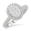 3/4 Ctw Round Diamond Shine Bright Oval Shape Halo Engagement Ring in 14K White and Yellow Gold