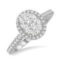 1/2 Ctw Round Diamond Shine Bright Oval Shape Halo Engagement Ring in 14K White and Yellow Gold