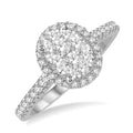 1/2 Ctw Round Diamond Shine Bright Oval Shape Halo Engagement Ring in 14K White and Yellow Gold