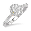 1/3 Ctw Round Diamond Shine Bright Oval Shape Halo Engagement Ring in 14K White and Yellow Gold