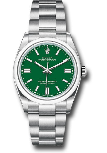 *Pre-Owned* Rolex Oyster Perpetual 36 Watch - Domed Bezel - Green Index Dial - Oyster Bracelet