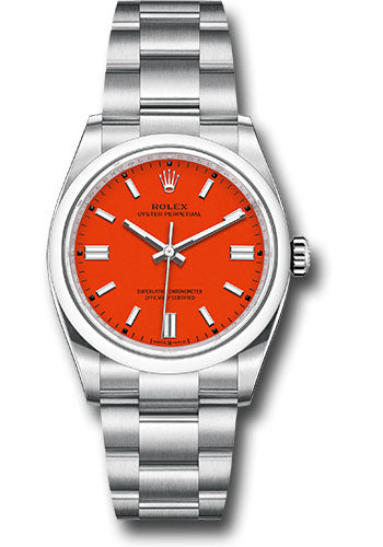 *Pre-Owned* Rolex Oyster Perpetual 36 Watch - Domed Bezel - Coral Red Index Dial - Oyster Bracelet