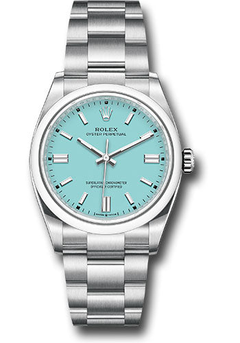 *Pre-Owned* Rolex Oyster Perpetual 36 Watch - Domed Bezel - Turquoise Blue Index Dial - Oyster Bracelet