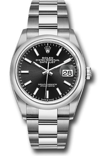 *Pre-Owned* Rolex Steel Datejust 36 Watch - Domed Bezel - Black Index Dial - Oyster Bracelet