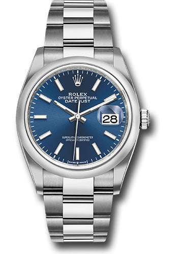 *Pre-Owned* Rolex Steel Datejust 36 Watch - Domed Bezel - Blue Index Dial - Oyster Bracelet