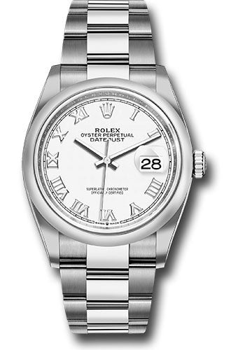 *Pre-Owned* Rolex Steel Datejust 36 Watch - Domed Bezel - White Roman Dial - Oyster Bracelet