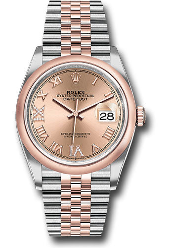 *Pre-Owned* Rolex Steel and Everose Rolesor Datejust 36 Watch - Domed Bezel - Rose Roman Dial - Jubilee Bracelet